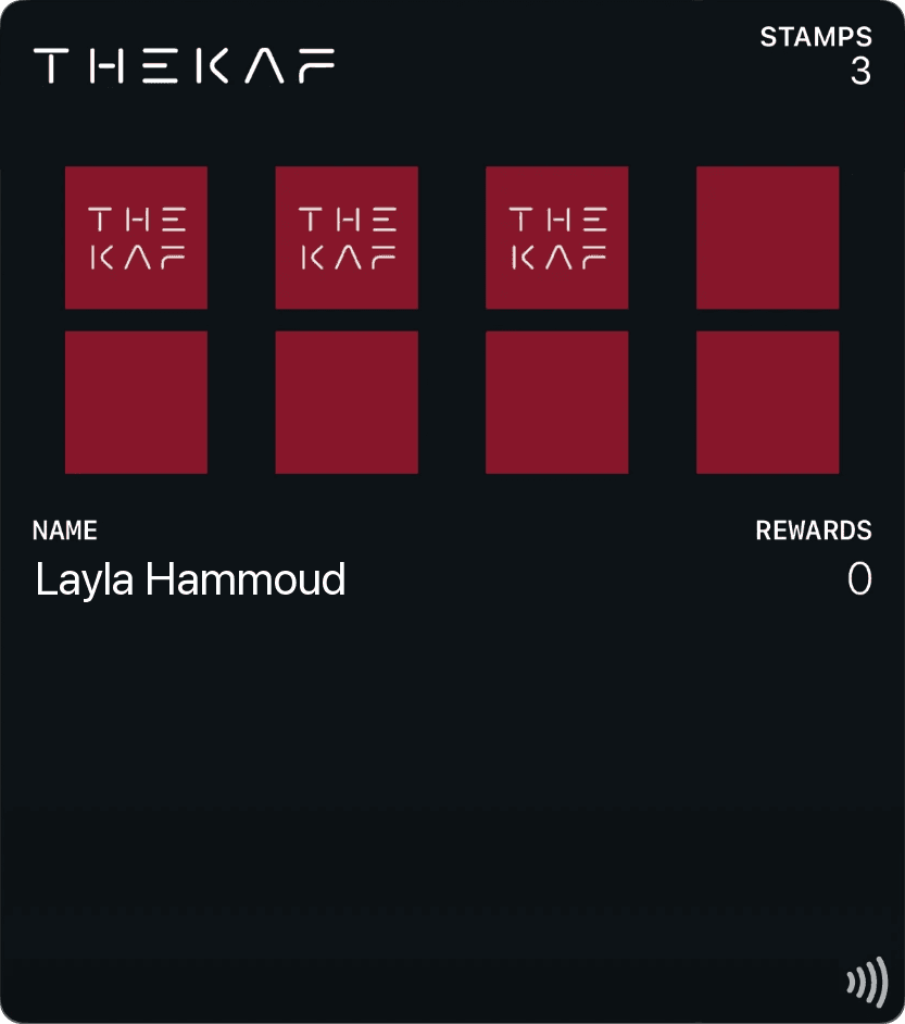 The KAF stamp card in Apple Wallet